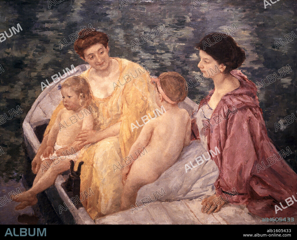 MARY STEVENSON CASSATT. Two Mothers and their Nude Children in a Boat   1910   Mary Cassatt (1845-1926/American)   Oil on Canvas   Musee du Petit Palais, Paris.