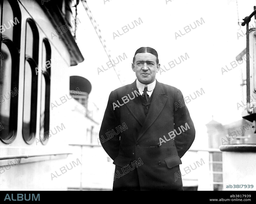 Ernest Henry Shackleton (1874-1922), in 1914, Irish explorer of the Antarctic. Shackleton was born in County Kildare, Ireland, and served as a junior officer on Captain Scott's 1901 National Antarctic Expedition. In 1909 he led his own expedition to Antarctica, nearly reaching the South Pole and climbing Mount Erebus, the world's southernmost active volcano.In 1915 his ship the Endurance was crushed by ice in the Weddell Sea; with five of his crew he rowed 1300km in a lifeboat to the island of South Georgia to bring relief. He came within 745 miles of the South Pole with Robert Scott on the 1901 Discovery expedition, and within 97 miles on his own Nimrod expedition in 1908. Shackleton died on board the Quest during a fourth expedition to Antarctica. He was 47 years old.