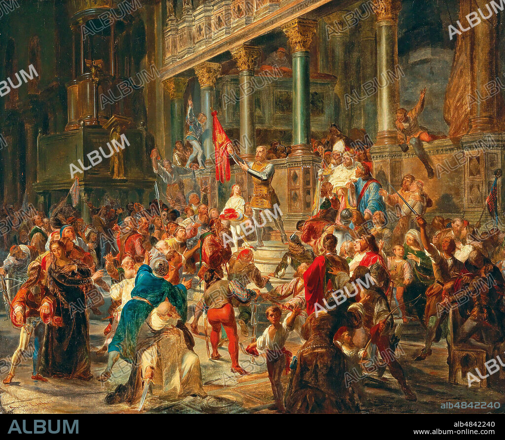 GIULIO CARLINI. Mustering the soldiers ("Viva Messer Vittore Pisani!").