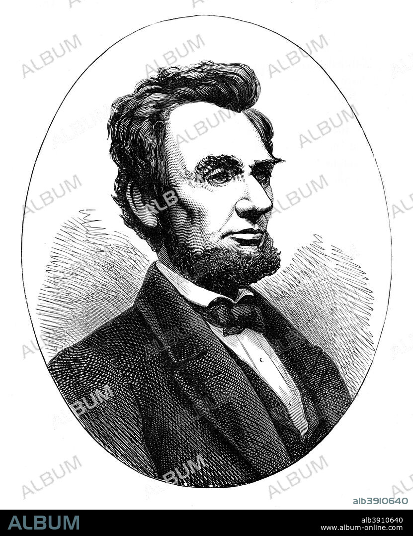 Abraham Lincoln (1809-1865), US president. The 16th president of the United States of America, Abraham Lincoln joined the Republican party in 1858 and was elected president two years later. His implacable opposition to slavery led to the secession of the southern states and the outbreak of the American Civil War. In 1863, he proclaimed the emancipation of all slaves in the southern Confederate states and later that year restated his anti-slavery views in the Gettysburg Address. Lincoln was infamously shot by actor John Wilkes Booth whilst attending the theatre in 1865. Illustration from The Life & Times of Queen Victoria, by Robert Wilson, Vol III.