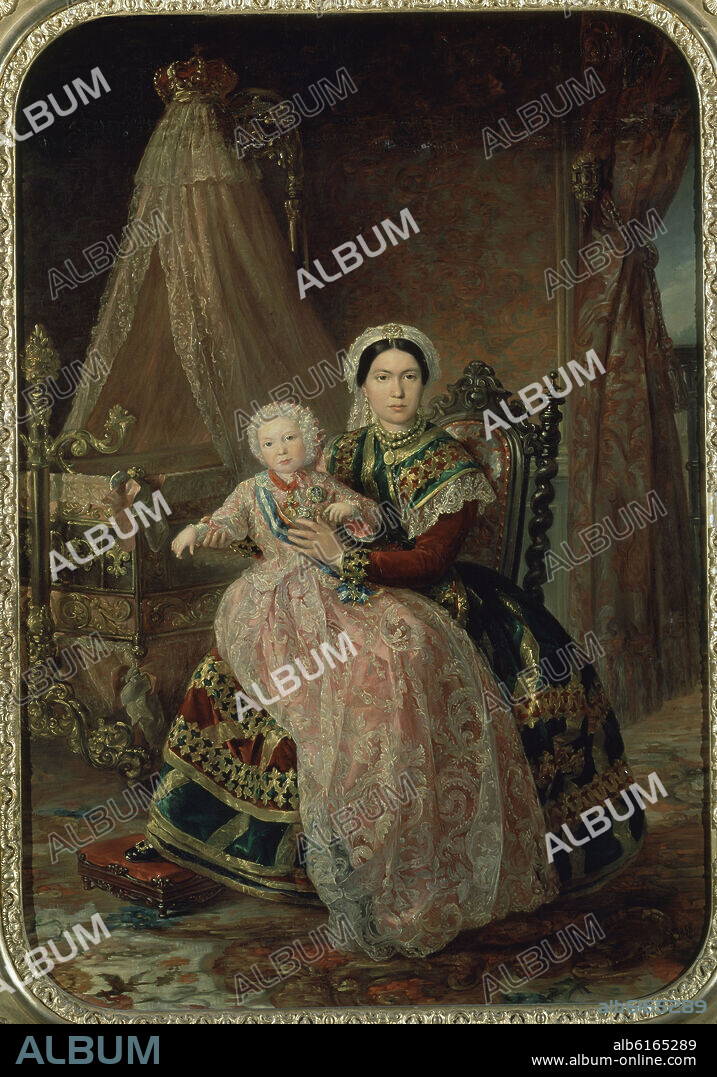 BERNARDO LOPEZ (1799-1874). ALFONSO XII CON NODRIZA.