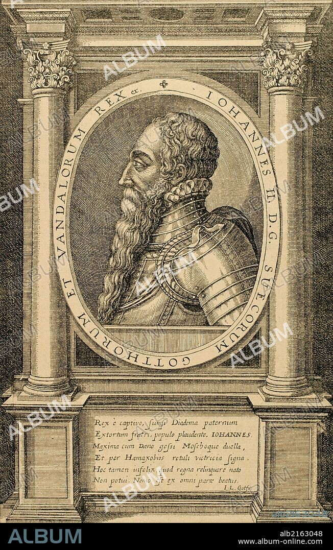 JUAN I DE DINAMARCA (1445-1513). Rey de Dinamarca (1481-1513), de Noruega (1483-1513) y con el nombre de Juan II, rey de Suecia (1497-1501). Grabado de "Historia Universal", 1883.