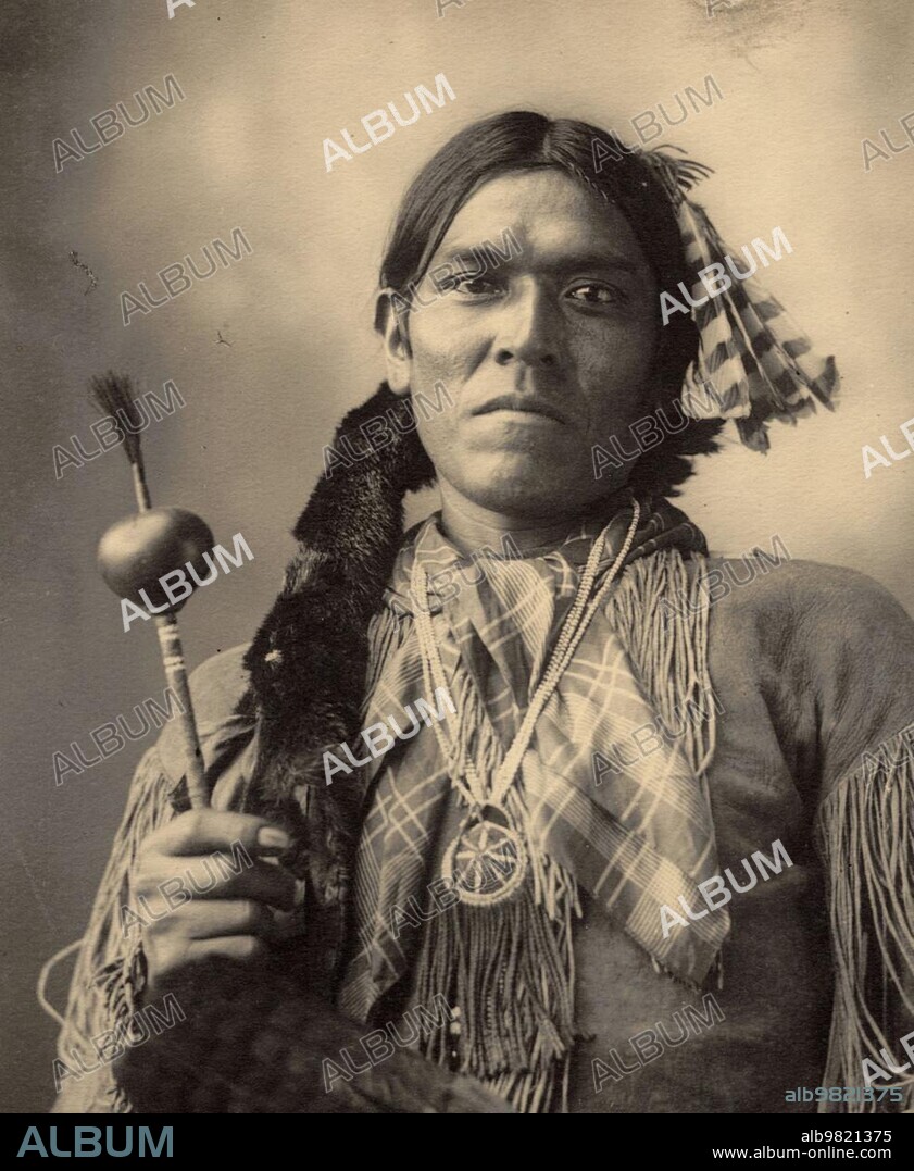 Indians; Yellow Magpie; Arapahoe; after a picture by F.A.Rinehart; 1899; Arapaho or Arapahoe are an Indian people of North America and belonged as nomadic Plains Indians to the cultural area of the Prairies and Plains; Historic; digitally restored reproduction of an original from that time.