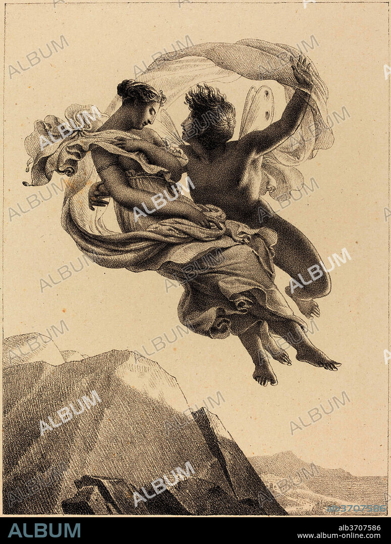 PIERRE CLAUDE FRANçOIS DELORME. Zephyr and Psyche. Dated: c. 1820. Dimensions: image: 20.6 x 15.6 cm (8 1/8 x 6 1/8 in.)  sheet: 46.9 x 30.9 cm (18 7/16 x 12 3/16 in.). Medium: crayon-manner lithograph on wove paper [proof before title].