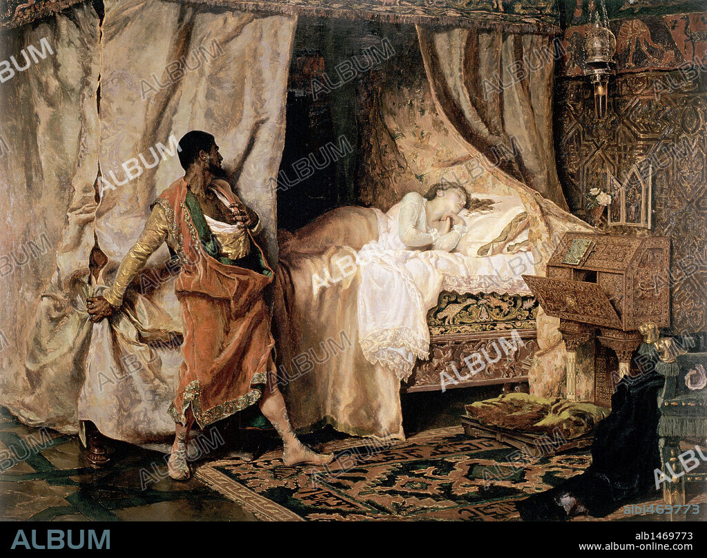Antonio Munoz Degrain (1843-1924).  Othello and Desdemona (1881). Oil on canvas. Chiado Museum. Lisbon. Portugal.