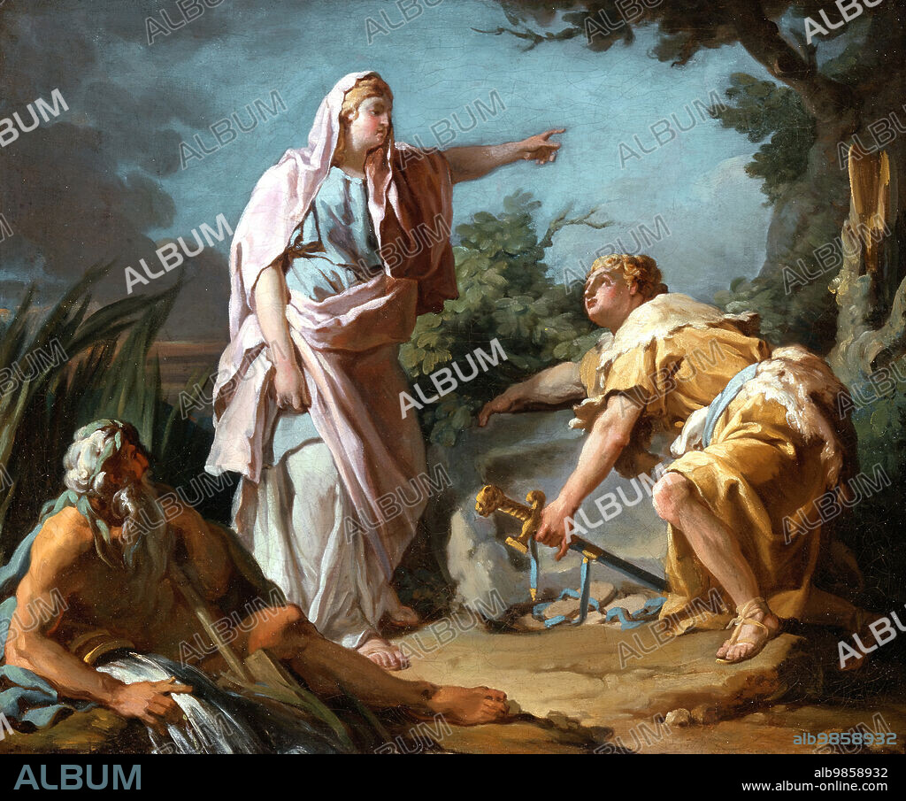 NICOLAS GUY BRENET. Aethra Showing her Son Theseus the Place Where his Father had Hidden his Arms , 1768.