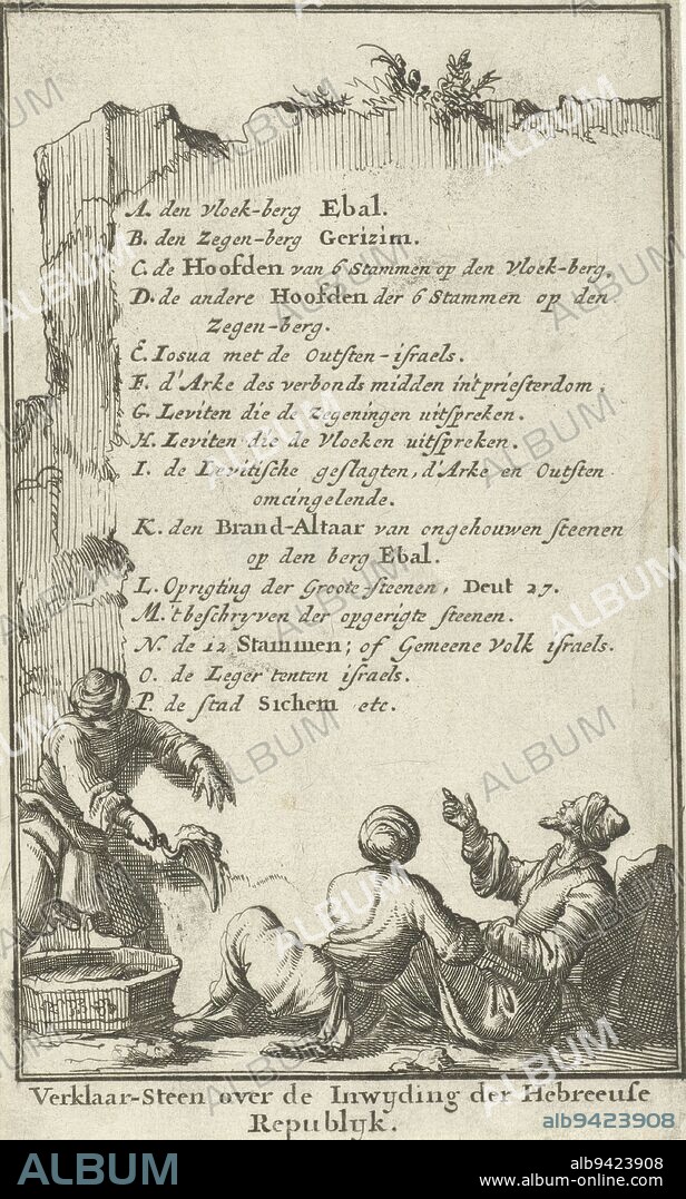 Stone tablet with the precepts of Moses, Jan Luyken, 1683, print maker: Jan Luyken, publisher: Willem Goeree, Amsterdam, 1683, paper, etching, h 143 mm × w 85 mm.