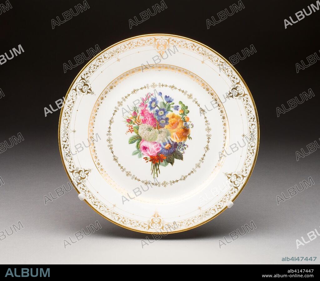 MANUFACTURE NATIONALE DE SEVRES. Plate. Sèvres Porcelain Manufactory; French, founded 1740. Date: 1845-1846. Dimensions: 2.2 x 22.7 cm (7/8 x 8 15/16 in.). Hard-paste porcelain with polychrome enamels and gilding. Origin: Sèvres.