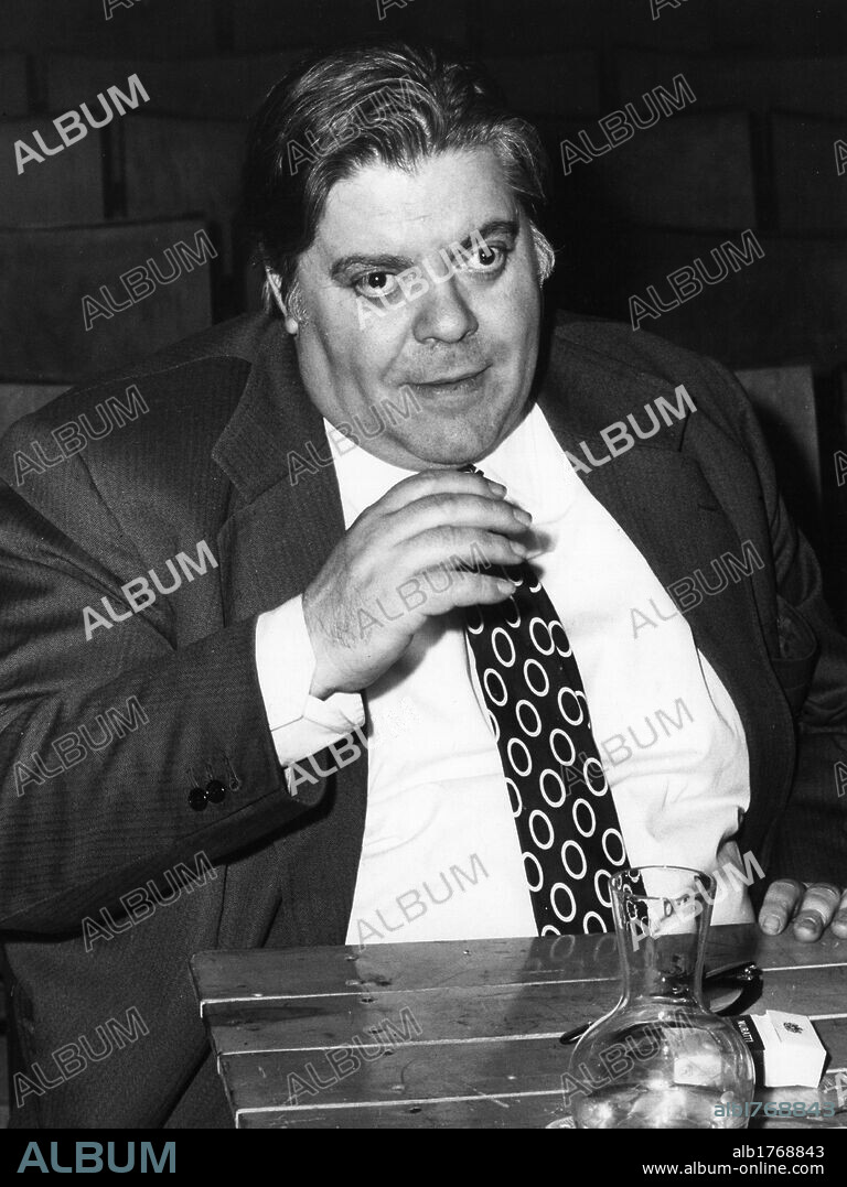 Tino Buazzelli sitting in the stalls. The Italian actor Tino Buazzelli sitting in the audience in 'Six Characters in Search of an Author' by Luigi Pirandello. Turin, 1972.