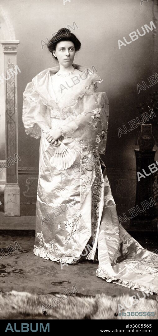 Mrs. Taft in Filipina costume. Helen Louise Herron "Nellie" Taft (June 2, 1861 - May 22, 1943) was the wife of William Howard Taft and First Lady of the United States from 1909 to 1913. Nellie graduated from the Cincinnati College of Music and taught school briefly before her marriage. She met William Howard Taft at a bobsledding party in Cincinnati; he was 22 years old, she was 18. After a four year courtship they were married in 1886. Their union produced three offspring; two sons, Robert and Charles, and one daughter, Helen. She welcomed each step in her husband's political career: state judge, Solicitor General of the United States, and federal circuit court judge. As First Lady, she was the first wife of a president to ride alongside her husband down Pennsylvania Avenue on Inauguration Day. Two months after entering the White House, Mrs. Taft suffered a stroke, impairing her speech. She never fully recovered. With the help of her sisters, however, she entertained moderately. In her most lasting contribution as First Lady, Mrs. Taft arranged for the planting of the 3,020 Japanese cherry trees that grace the Washington Tidal Basin. Mrs. Taft was a Wet (an opponent of the Prohibition movement), so White House guests were entertained with alcohol during her time as First Lady. She died in 1943, at the age of 81, and was buried next to her husband at Arlington National Cemetery.