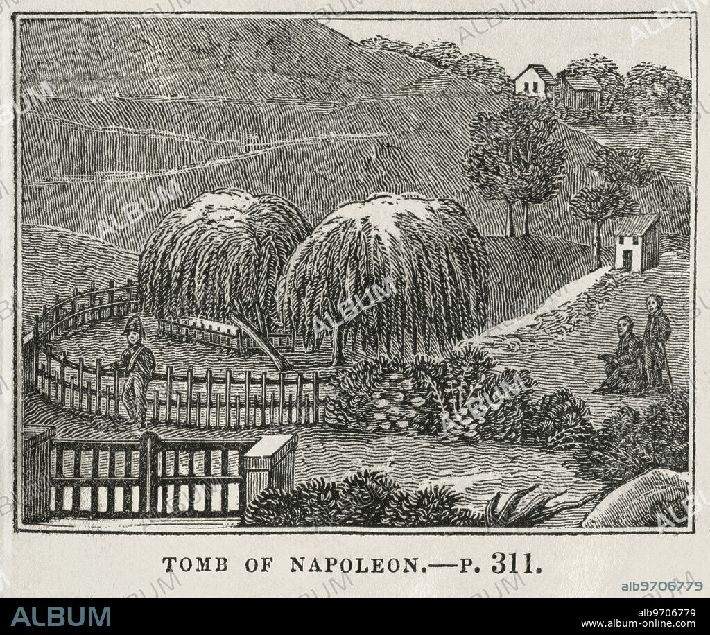Tomb of Napoleon, St. Helena, Illustration from the Book, Historical Cabinet, L.H. Young Publisher, New Haven, 1834.