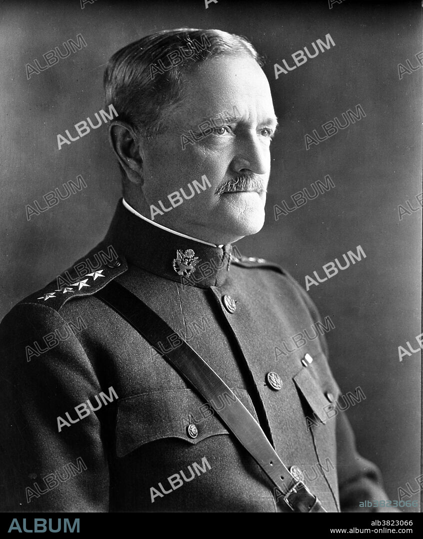 John Joseph "Black Jack" Pershing (September 13, 1860 - July 15, 1948) was an American Army officer. His military career included involvement in the Indian Wars, Spanish-American War, Phillippine-American War, Russo-Japanese War, and the Pancho Villa Expedition. He is best remembered for leading the American Expeditionary Forces in WWI. He was responsible for the organization, training, and supply of a combined professional and draft Army and National Guard force that eventually grew from 27,000 inexperienced men to two Armies totaling over 2 million soldiers. In 1919, in recognition of his distinguished service, the Congress authorized the President to promote Pershing to General of the Armies of the US, the highest rank possible for any member of the US armed forces. For his memoirs, My Experiences in the World War, he was awarded the 1932 Pulitzer Prize for history. He died in 1948, at the age of 87, of coronary artery disease and congestive heart failure.