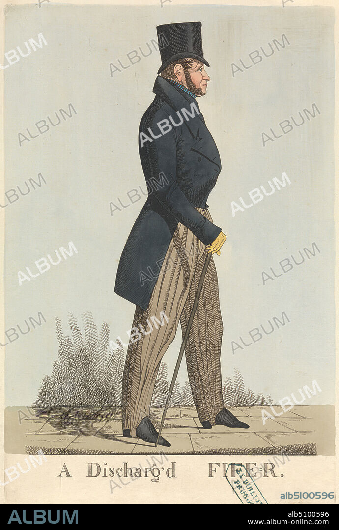 A Discharged Fifer, Attributed to Richard Dighton, 17951880, British, after Richard Dighton, 17951880, British, c. 1821, Hand-colored etching on wove paper.