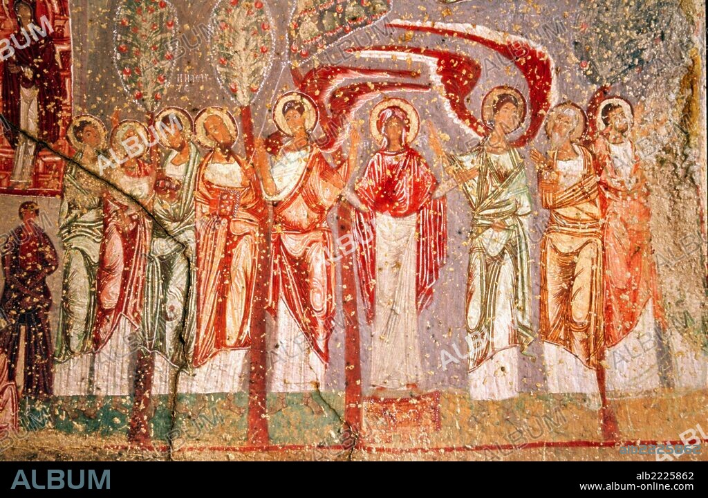 Frescos cristianos.Iglesia rupestre Nicéforo Focas (Gran palomar).Cavusin.Capadocia.Anatolia.Turquia.