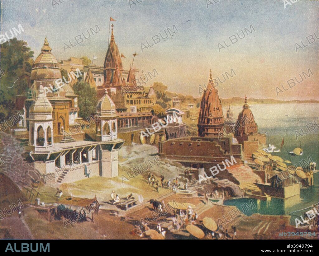 'The Sacred City of the Hindus: Benares on the Ganges', 1908. From Harmsworth History of the World, Volume 2, by Arthur Mee, J.A. Hammerton, & A.D. Innes, M.A. [Carmelite House, London, 1908].