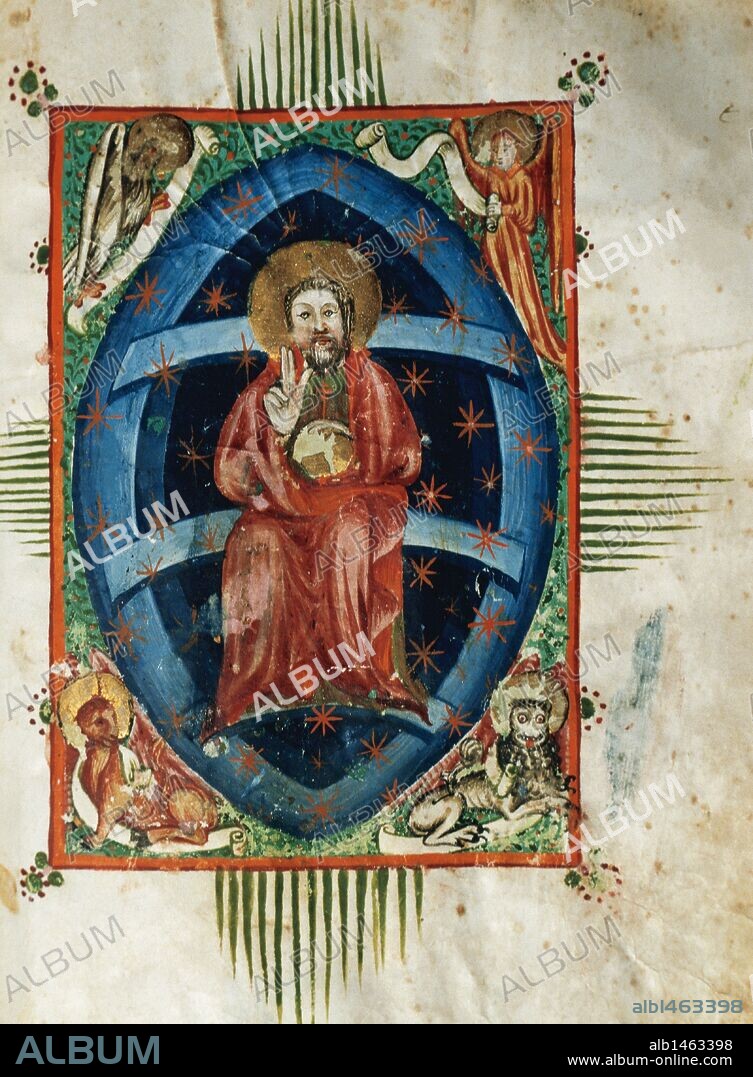 Codex 135. Missale Dominicale cum Kalendario. 14th century. Christ Pantocrator. Miniature. Chapter Archive of Tarazona. Spain.