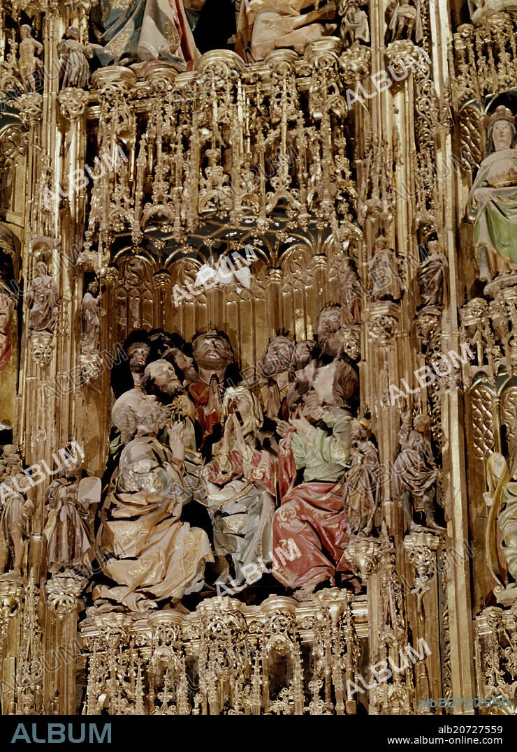 DIEGO COPIN DE HOLANDA-MAESTRO ESCULTOR. RETABLO MAYOR - ESCENA DE PENTECOSTES - 1498.