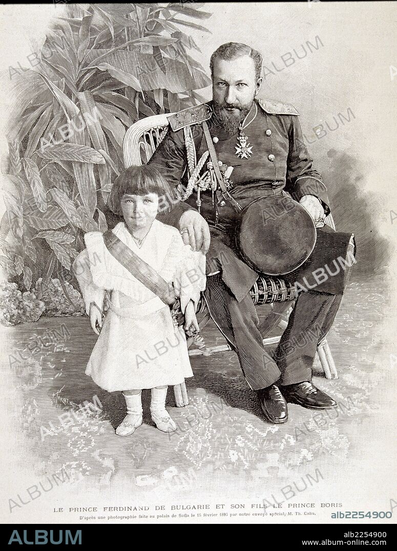 FERNANDO I. ZAR DE BULGARIA. 1861-1948. "CON SU HIJOP BORIS, SIENDO PRINCIPE DE BULGARIA( 1887-1908 ). GRABADO DE LA L' ILLUSTRATION AÑO 1896.