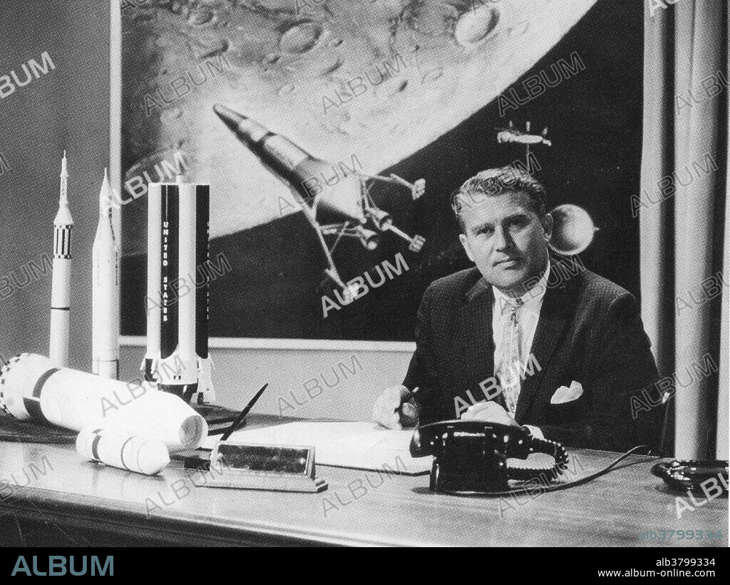 Wernher Magnus Maximilian, Freiherr von Braun (March 23, 1912 - June 16, 1977) was a German-American rocket scientist, aerospace engineer, space architect, and one of the leading figures in the development of rocket technology in Nazi Germany during World War II and, subsequently, in the United States. He was the central figure in Germany's rocket development program, responsible for the design and realization of the V-2 combat rocket during World War II. After the war, he and select members of his rocket team were taken to the United States as part of the then-secret Operation Paperclip. Von Braun worked on the United States Army intermediate range ballistic missile (IRBM) program before his group was assimilated by NASA. Under NASA, he served as director of the newly formed Marshall Space Flight Center and as the chief architect of the Saturn V launch vehicle, the superbooster that propelled the Apollo spacecraft to the Moon. His crowning achievement was to lead the development of the Saturn V booster rocket that helped land the first men on the Moon in July 1969. In 1975 he received the National Medal of Science. He died of pancreatic cancer in 1977 at the age of 65.