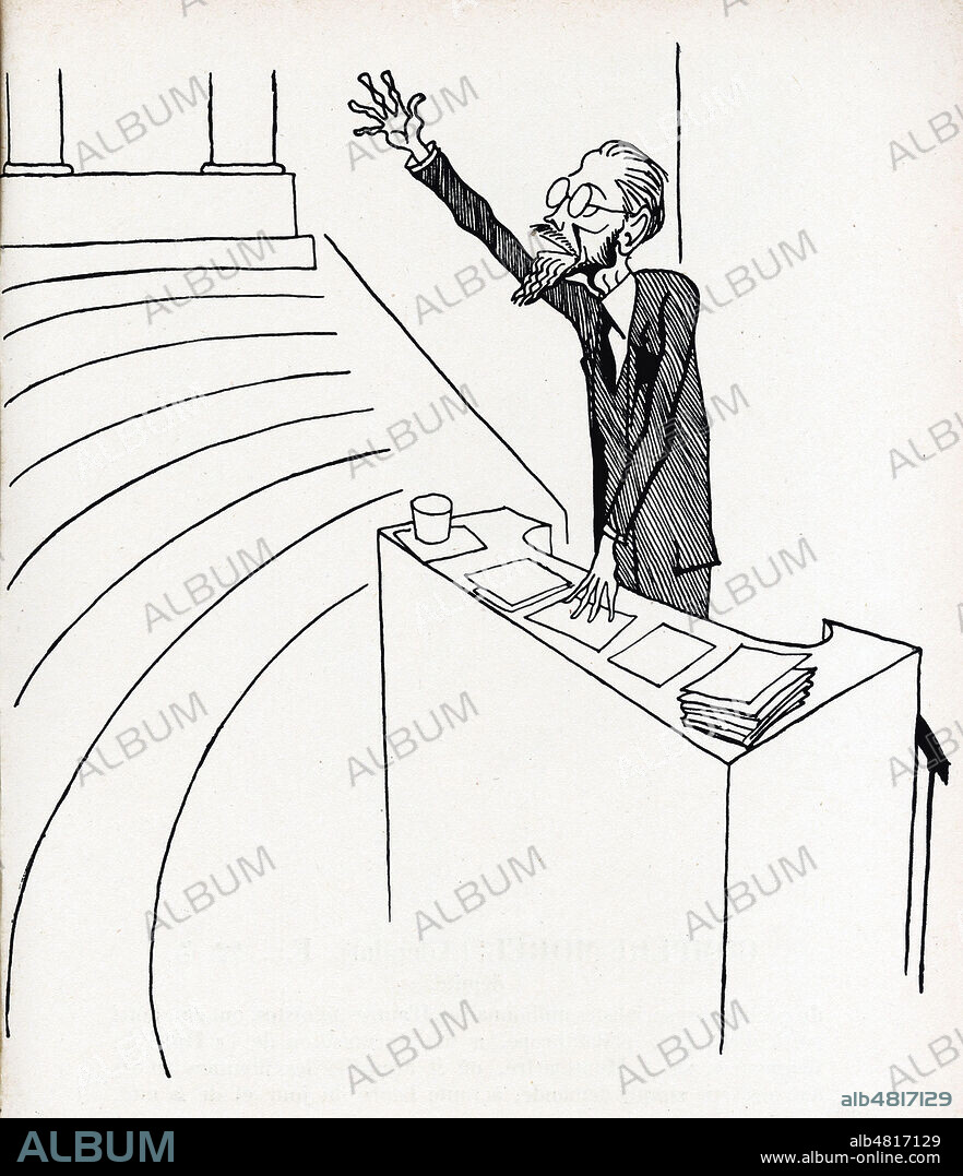 CLAMAMUS (1879-1973) depute maire communiste de Bobigny 'Clamamus... in deserto clame Leon BERARD'. Caricature de 1926 par SENNEP (1894-1982) pour Cartel et Cie. ADAGP. Credit : Collection KHARBINE-TAPABOR.
