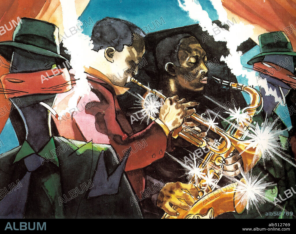 Dibujo de Miles Davis y John Coltrane.