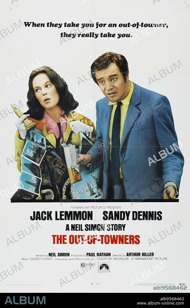Poster of THE OUT OF TOWNERS, 1970, directed by ARTHUR HILLER. Copyright PARAMOUNT PICTURES.