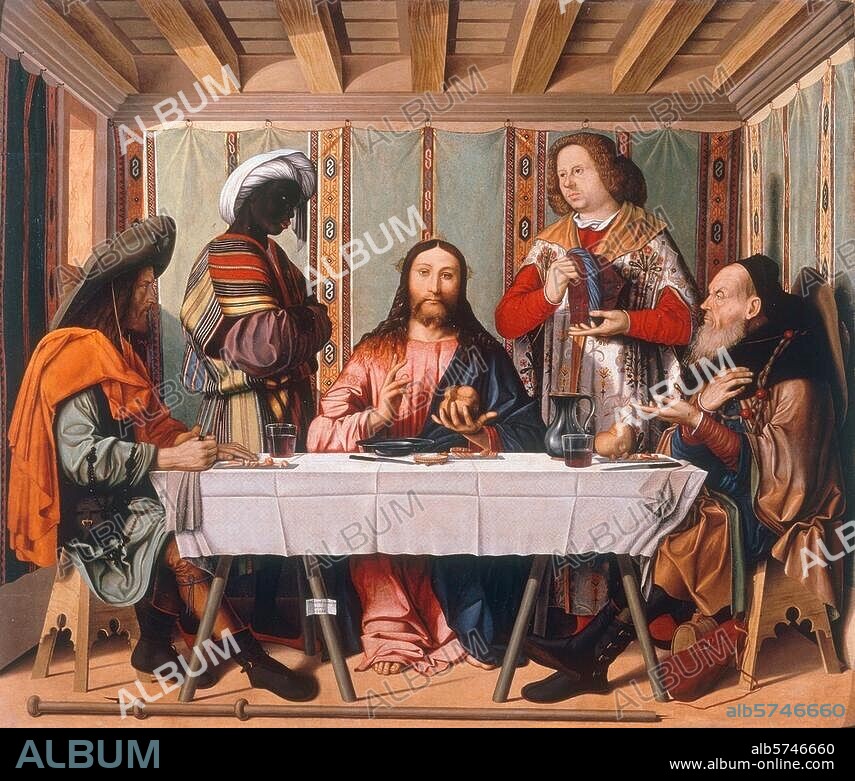 MARCO MARZIALE. Marziale, Marco active in Venice 1492-1507. "Christ in Emmaus", 1506. Oil on wood, 122 × 141cm. Venice, Galleria dell'Accademia.