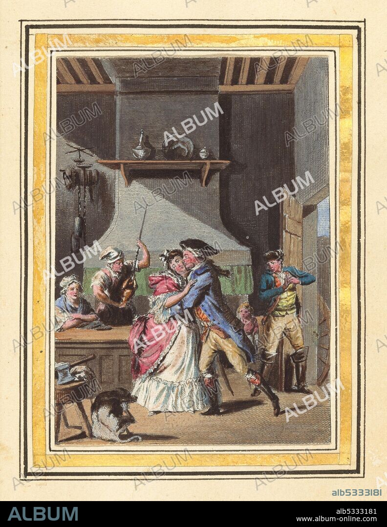 JACQUES JOSEPH COINY and LOUIS-JOSEPH LEFEVRE. Histoire de Manon Lescaut (volume I), published 1797. [Scene from 'The Story of the Chevalier des Grieux and Manon Lescaut' by Antoine François Prévost.