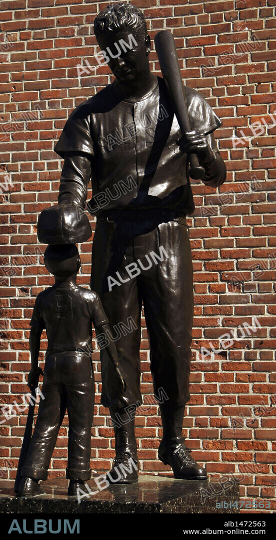 Theodore Samuel "Ted" Williams (1918- 2002). Nicknamed "The Kid". American professional baseball player and manager. Monument. Boston. Massachusetts. United States.