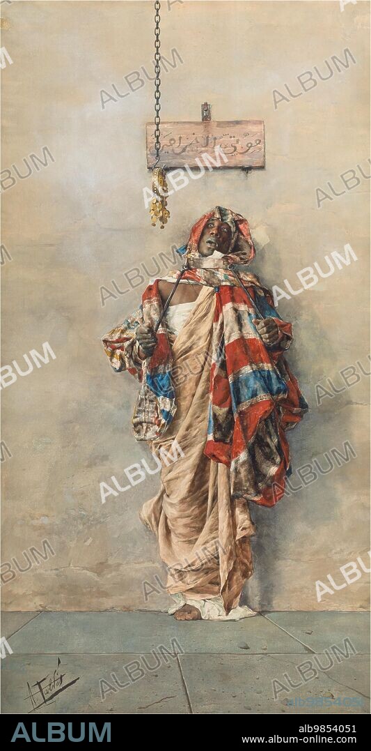 ANTONIO MARÍA FABRÉS Y COSTA. Fabrés y Costa, Antonio María/ Un ladrón. Hacia 1887. Acuarela sobre papel, 1380 x 730 mm.