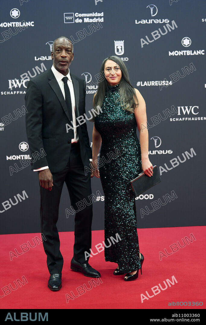 Michael Johnson, Armine Shamiryan attends Laureus World Sports Awards Madrid 2024 - Red Carpet at Palacio de Cibeles on April 22, 2024 in Madrid, Spain.