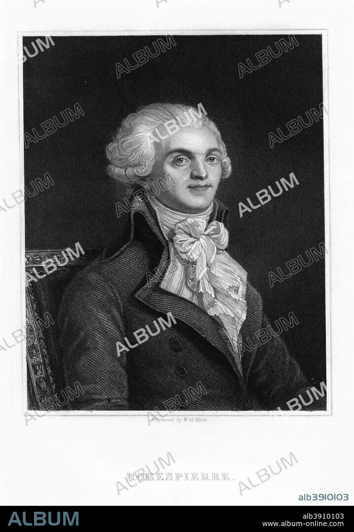Maximilien Robespierre, one of the leaders of the French Revolution, 19th century. Maximilien Marie Isidore de Robespierre (1758-1794), French revolutionary and protagonist of the Reign of Terror, was declared an outlaw by the Convention and he was sent to the guillotine with his supporters on 28 July 1794 (10th Thermidor).