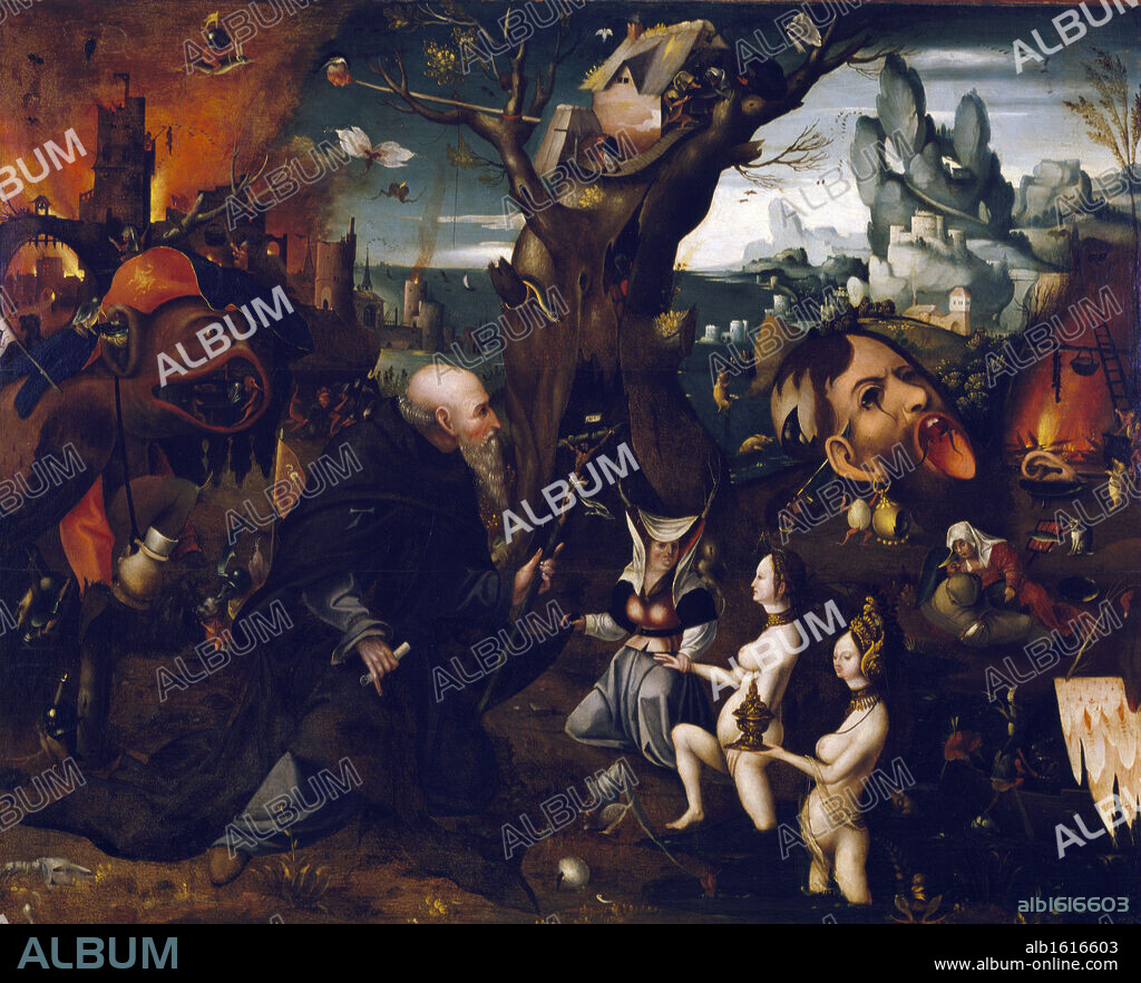 Temptation of Saint Anthony by Herri met de Bles (Circa 1510-1560),  oil on canvas,  Italy,  Venice,  Correr Civic Museum.