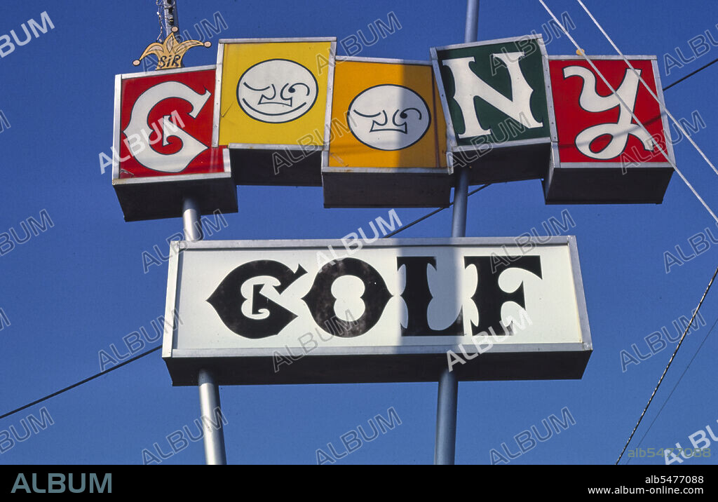 1980s America -  Sir Goony mini golf, sign, Chattanooga, Tennessee 1986.
