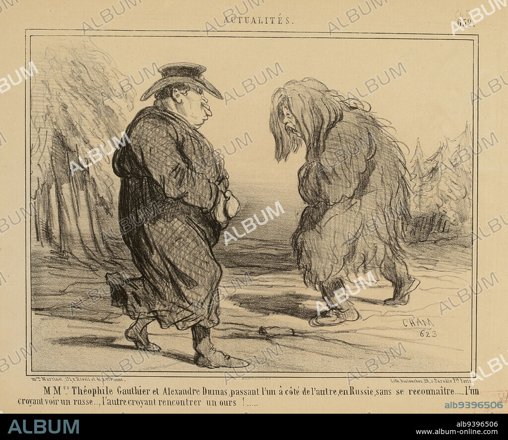 Messrs(rs) Théophile Gauthier and Alexandre Dumas [...]. / 562, Cham (Amédée Charles de Noé, known as), Draftsman-lithographer, Destouches, Pierre Louis Hippolyte, Printer-lithographer, Martinet (printer-bookseller), Publisher, Array, Print, Graphic arts, Print, Lithography, Dimensions - Work: Height: 27.4 cm, Width: 35.6 cm.