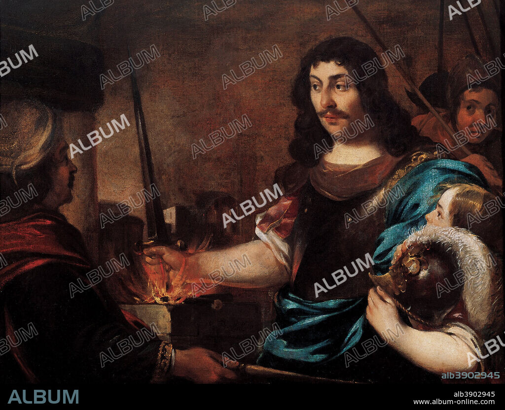 BERNHARD KEIL. The heroism of Caius Mucius Scaevola. Date/Period: 1624 - 1687. Painting. Oil on canvas. Height: 77 cm (30.3 in); Width: 100 cm (39.3 in).