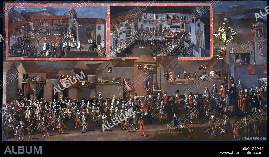 MELCHOR PEREZ HOLGUIN (1660-1722). Entry of Viceroy and Archbishop Morcillo into Potosí, which is today in Bolivia.