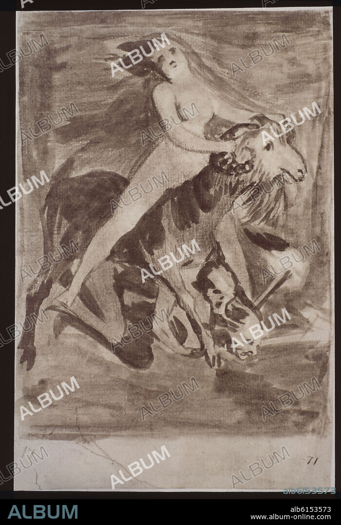 FRANCISCO DE GOYA. VUELO DE BRUJAS O BRUJAS VOLADORAS - DIBUJO NO GRABADO PARA CAPRICHO - 1797-1798 - 205x133.