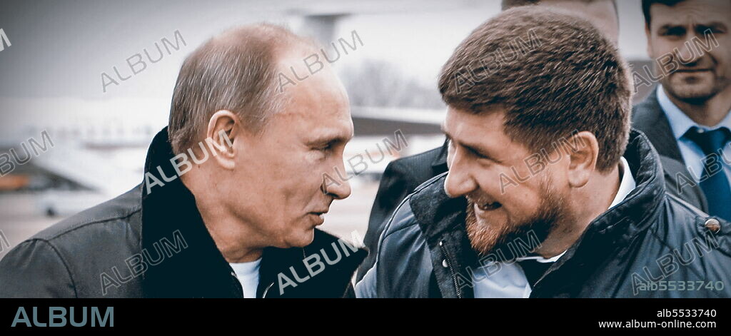 Ramzan Akhmadovich Kadyrov (right), Pro-Russian, Leader of the Chechen (Chechnya) Republic, with Russian President Vladimir Putin. 2015.
