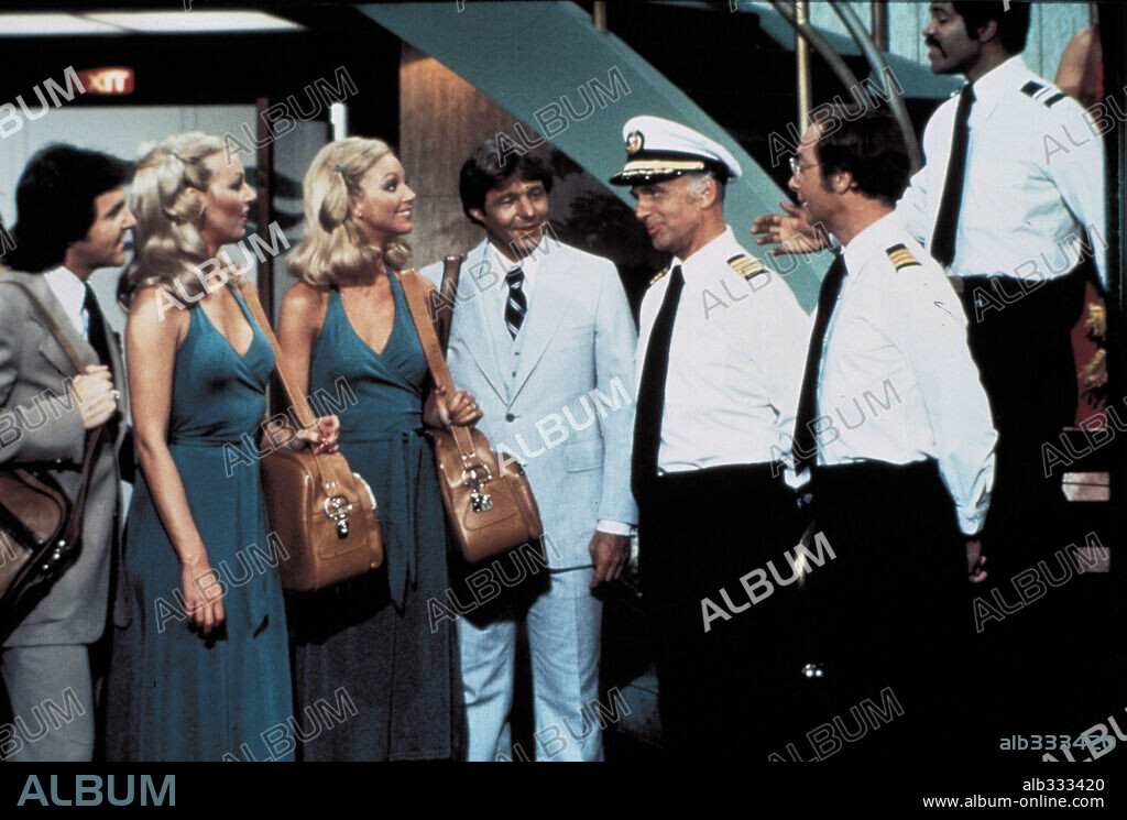 BERNIE KOPELL, GAVIN MacLEOD and TED LANGE in THE LOVE BOAT, 1977, directed by ALAN RAFKIN, ALLEN BARON, JEROME COURTLAND, ROBERT SCHEERER and TED LANGE. Copyright AARON SPELLING PROD./DOUGLAS S. CRAMER CO.