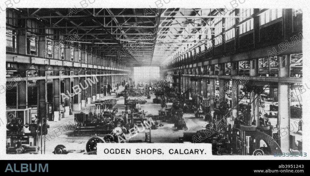 Ogden Shops, Calgary, Alberta, Canada, c1920s. Canadian Pacific Railway's largest maintenance and overhaul facility. Cigarette card produced by the Westminster Tobacco Co Ltd, Canada 1st series.
