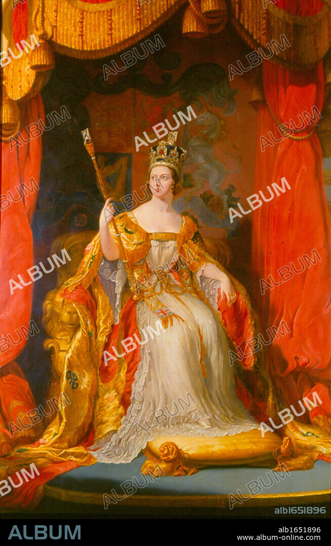 Victoria (1819-1901) Queen of Great Britain from 1837. Victoria in here coronation robes. Artist, Sir George Hayter.