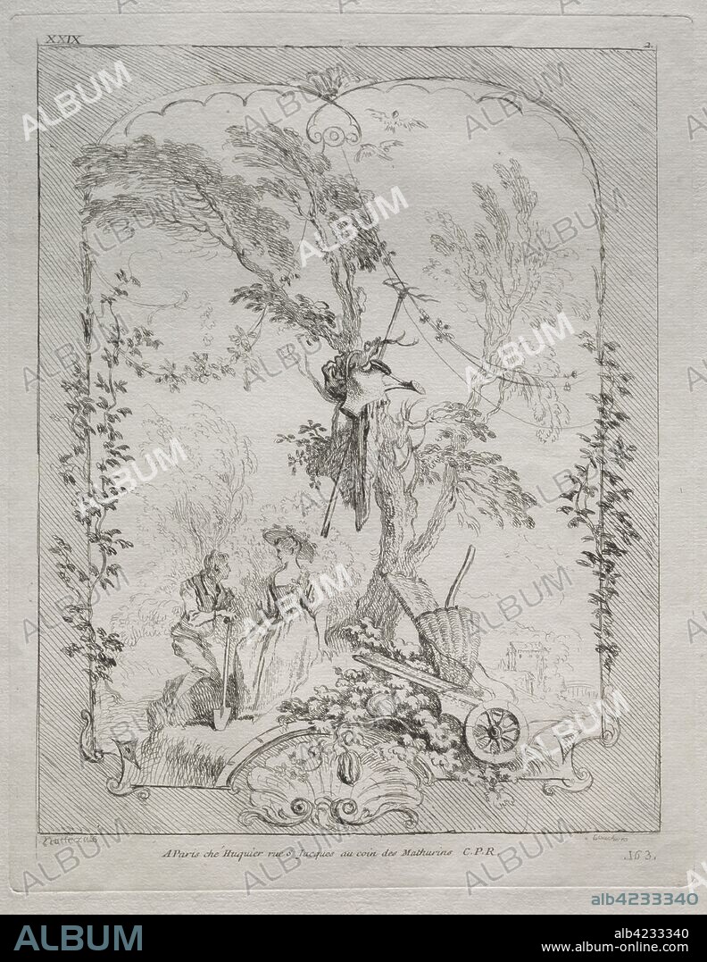 The Proposal. François Boucher (French, 1703-1770), after Jean Antoine Watteau (French, 1684-1721). Etching.
