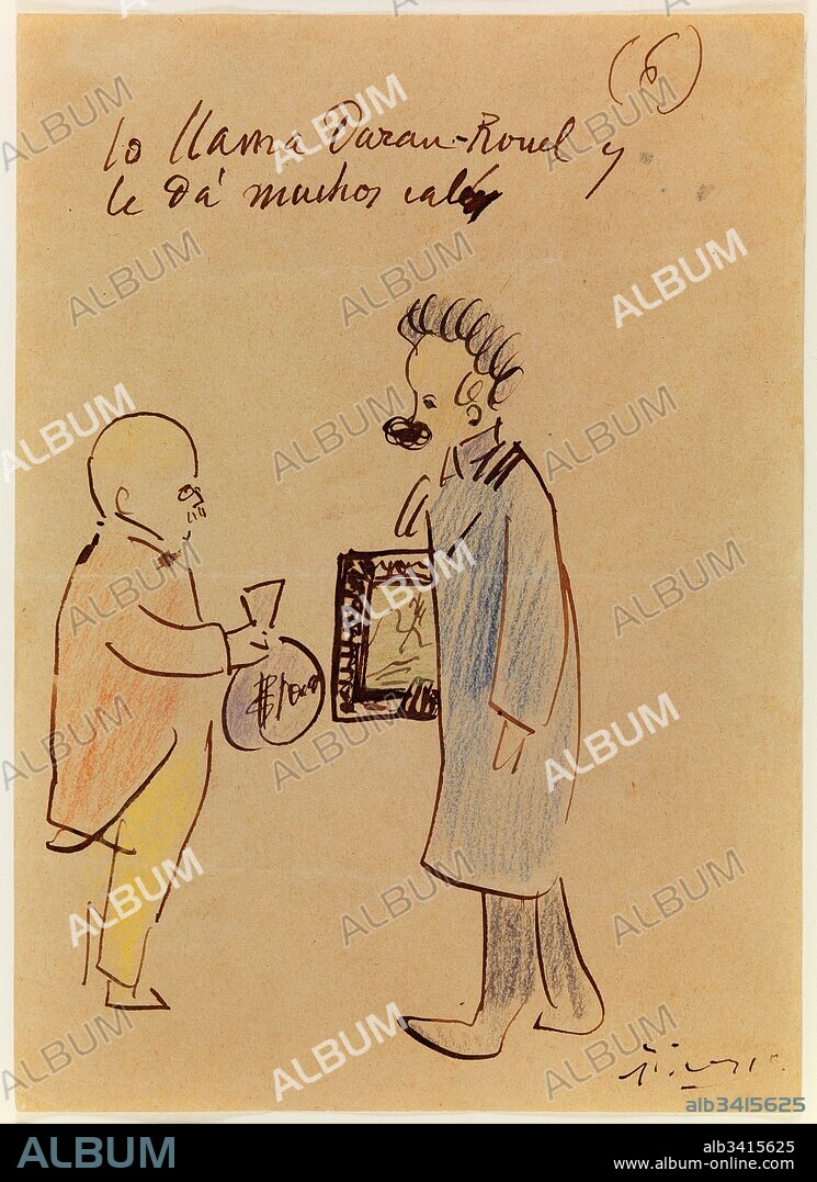 Pablo Picasso "Sebastià Junyer Vidal visita a Durand-Ruel", 1904, dibujo sobre papel, 22 x 16 cm, MBP 70.807.