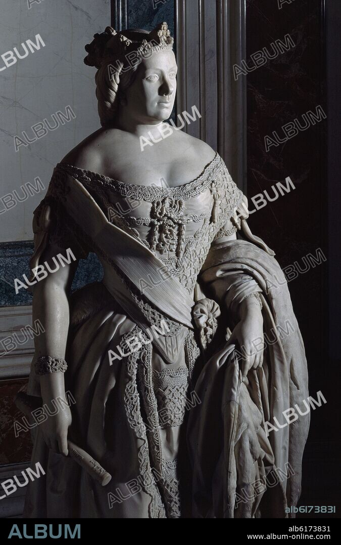 JOSE PIQUER DUART (1806-1871). ISABEL II - DETALLE SUPERIOR - MARMOL DE CARRARA - 1861.