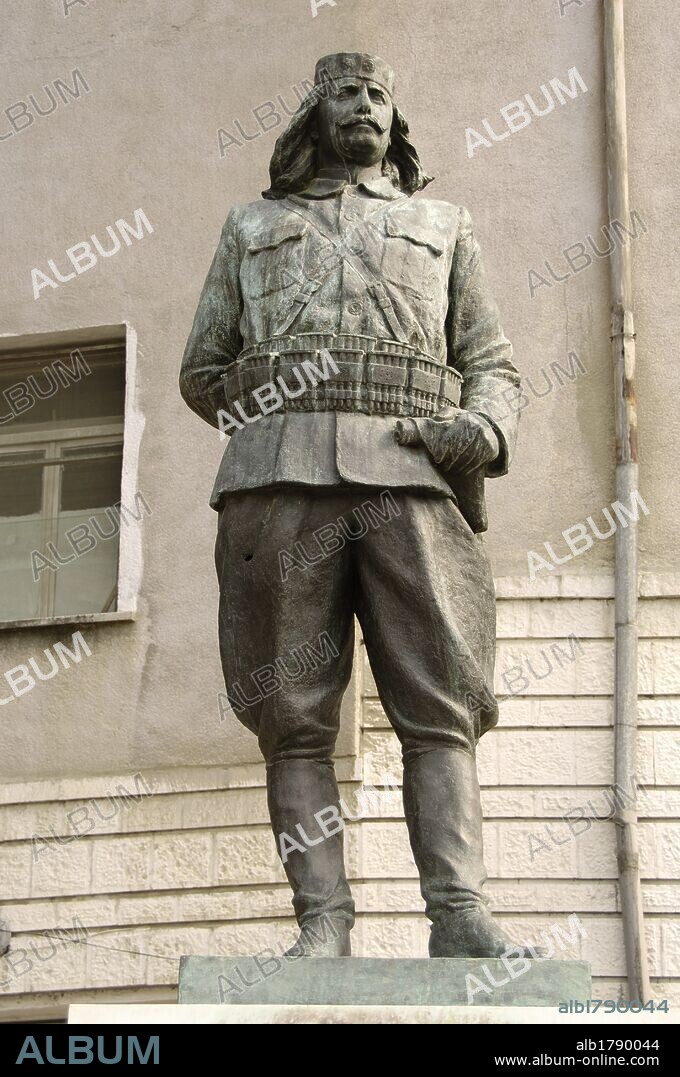 Cerciz Topulli (1880-1915). Albanian hero who fought for the independence of Albania. Statue erected in 1934 by Odhise Paskali (1903-1985). Gjirokaster. Albania.