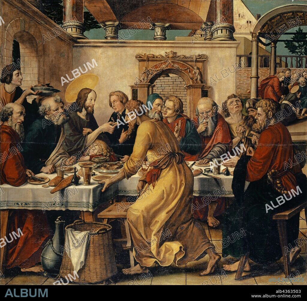 The Last Supper, mixed media on canvas, 144 x 155 cm, unmarked, Hans Herbst(er), Strassburg 1470–1552 Basel, Hans Holbein d. J., (Mitarbeit (?) / collaboration (?)), Augsburg um 1497/98–1543 London.