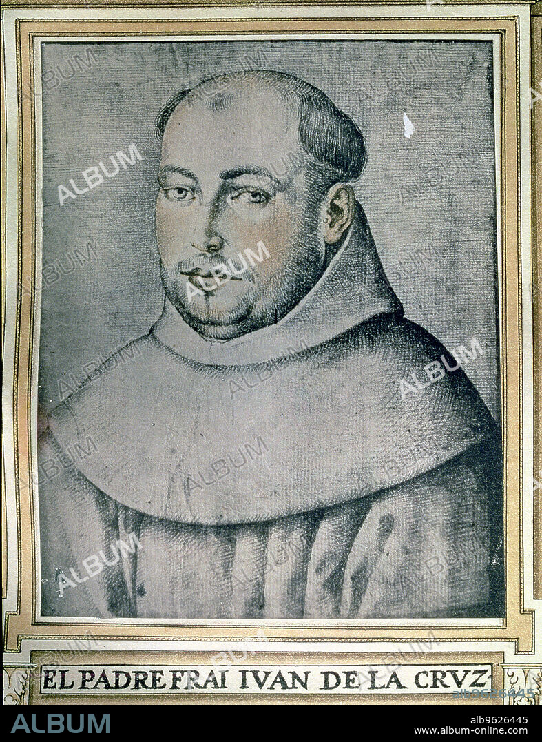 Juan de Yepes Alvarez, called San Juan de la Cruz (1542-1591), Spanish  writer and Carmelite religious, engraving of 1599.