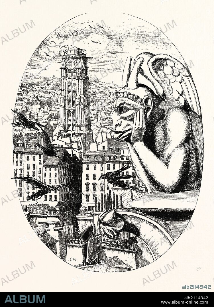 Le Stryge, The grotesque at the Paris Notre Dame cathedral, France.