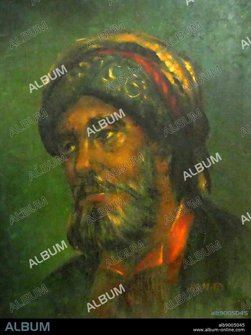 Portrait of Al-Zahrawi. Abu al-Qasim Khalaf ibn al-'Abbas al-Zahrawi al-Ansari (936-1013 AD)an Arab Muslim physician, surgeon and chemist.